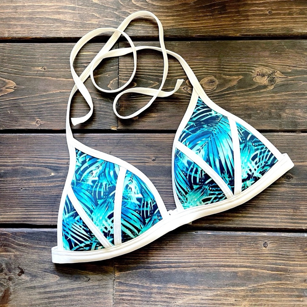 Victoria’s Secret PINK Tropical fern triangle bikini top tie back